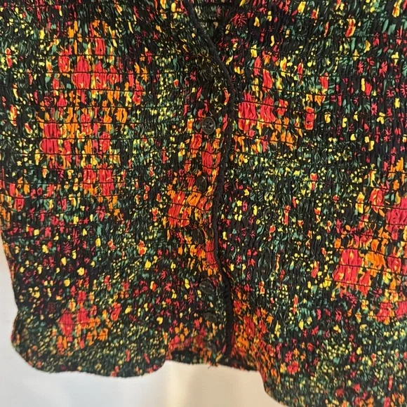 NWT Free People Amelia Printed Blouse Top Size XS Smocked Bell Sleeves Floral - Picture 6 of 7